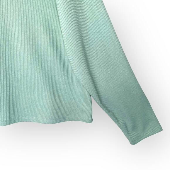 Lane Bryant Classic Long-Sleeve V-Neck Polo Ribbed Tee 22/24 Aqua Mint Green - Picture 8 of 8